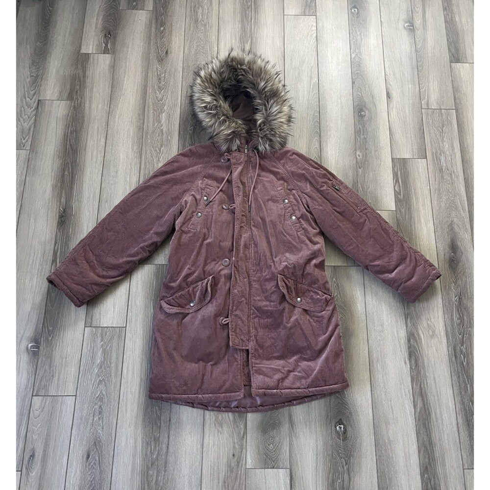 American Eagle Outfitters Purple Parka with Faux Fur Hood